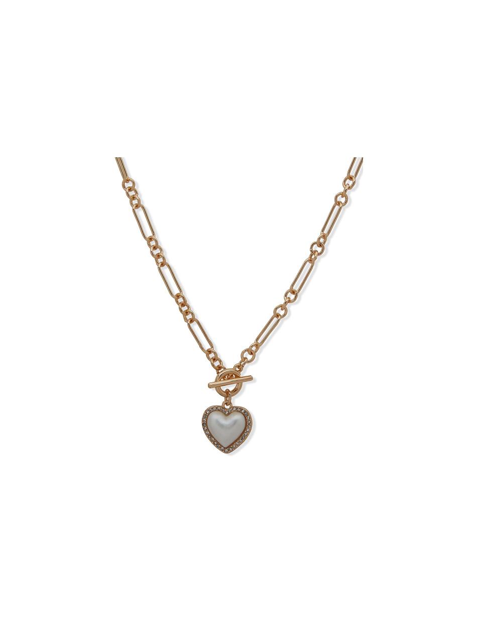 Collier Anne Klein Link Heart Pendant Pearl   | XQB-5881055